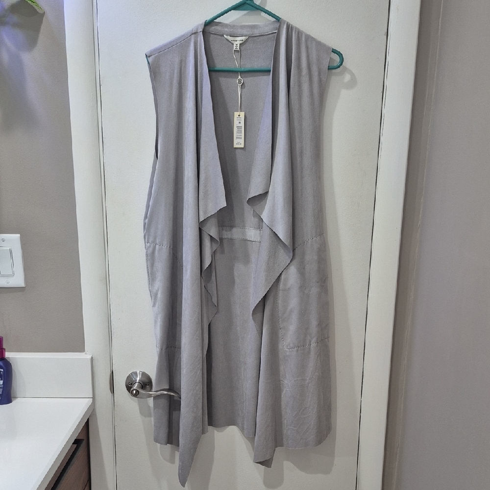 Max Studio Light Gray Open Front Vest